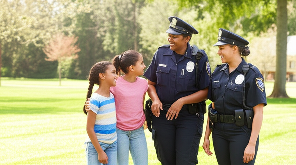 Police interacting with kids
